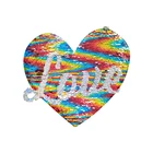 Back Sequin Promotional Back To School Heart Shape Embroidery Patches Double Side Custom Sequin Patches