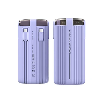 Factory Sale 10000mAh New PowerBank with 22.5W PD Charging LED Display Built-in Cables Features Portable Charger for Phone