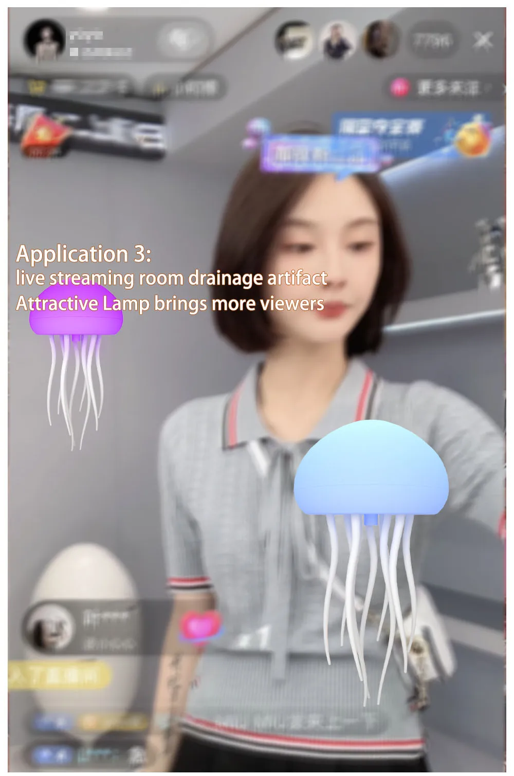 Intelligent Gradient Yard Dimmable Eye Care Bedside Lamp Voice Control with Dancing Legs Jellyfish Table Lamp with Touch Sensor