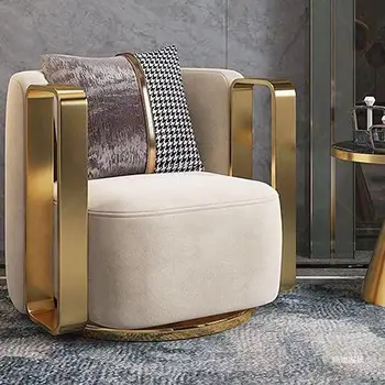 Italian Set Design Modern Luxury Lazy Leisure Fabric Metal Sofa Chair Living Room Chair Armchair For Hotel Home Luxury