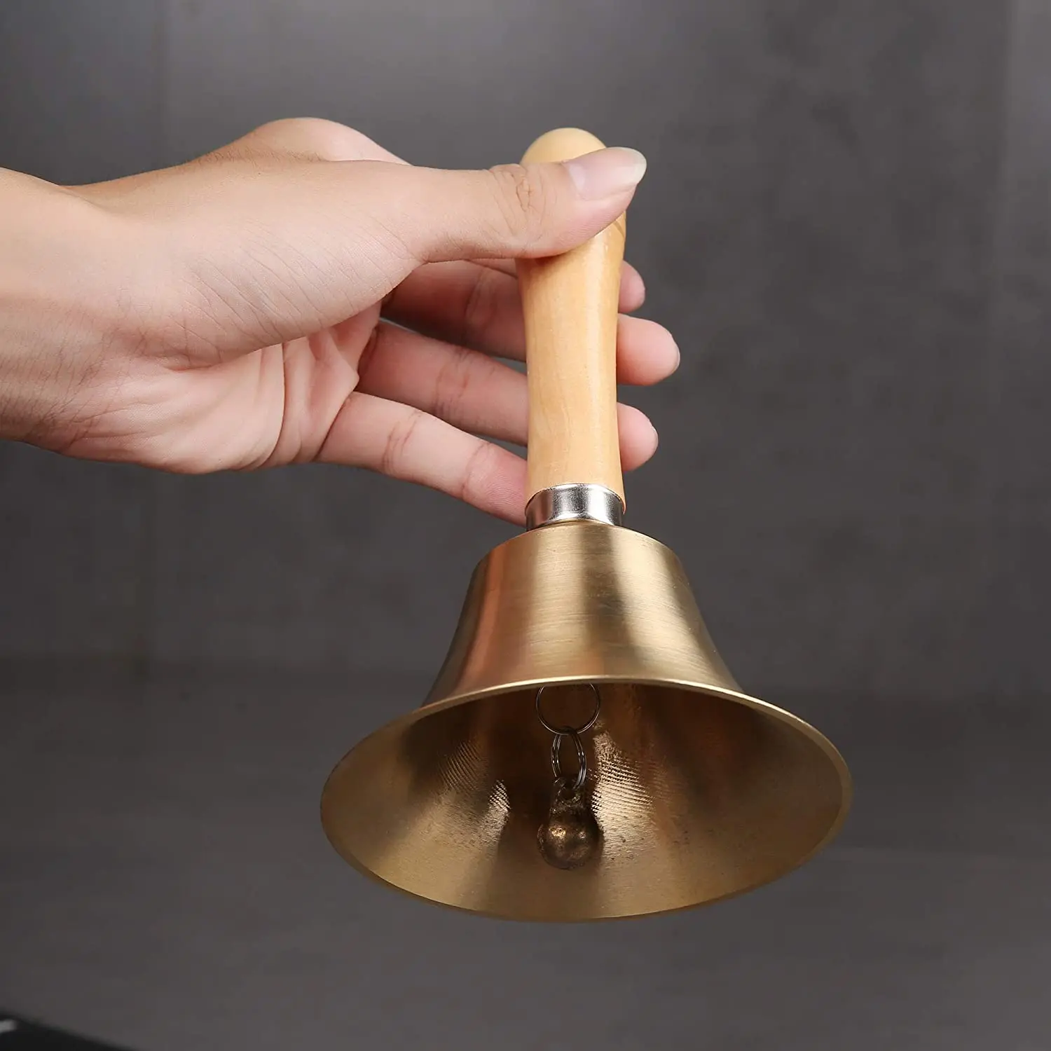 Hand Bell Brass Handbells with Wooden Handle Dog Animal Pet Training Bell
