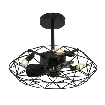 Industrial wind living room bedroom ceiling smart remote control ceiling fan light led ceiling fan light