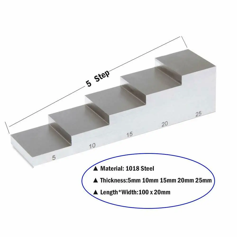 5 Step Ultrasonic Calibration Block With Material 1018 Steel Thickness