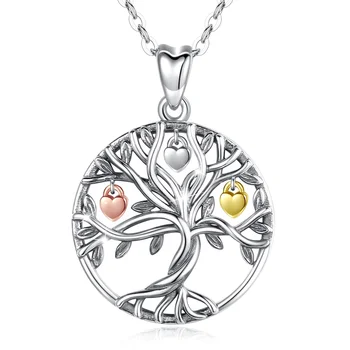 925 Sterling Silver Women Fruit of Life Family Tree of my life Charms Pendant Necklace