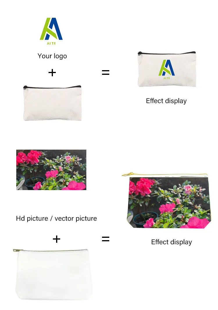 Custom Logo Printed Cotton Canvas Travel Cosmetic Bag Eco-Friendly Folding Makeup Pouch With Zipper for Storage Gifts Included supplier