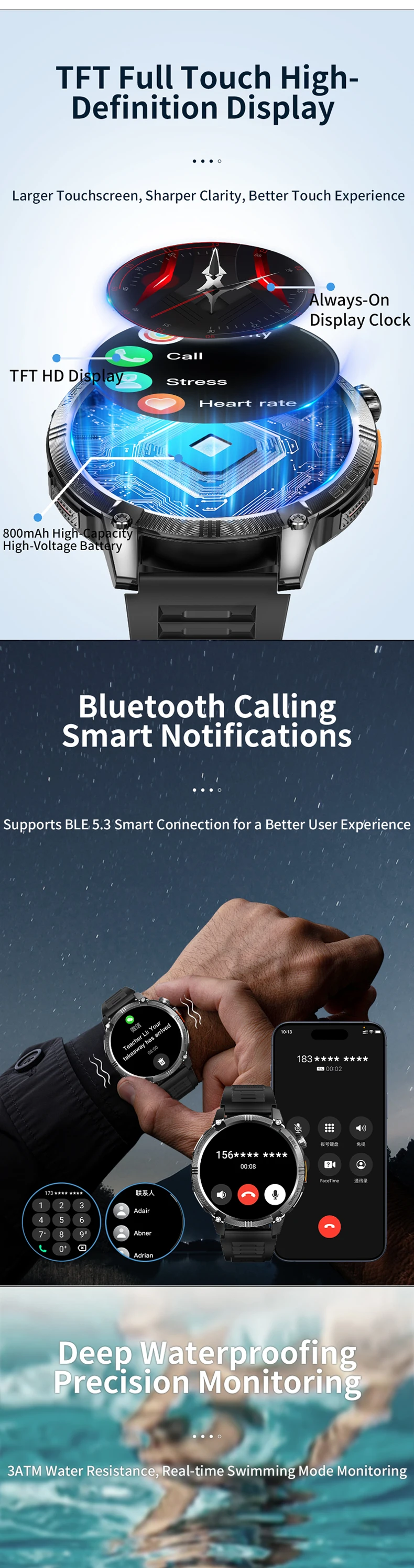 product outdoor sports g304 smart watch for men with 800mah battery compass altitude barometric 3atm waterproof gps smartwatch 2025 new-2