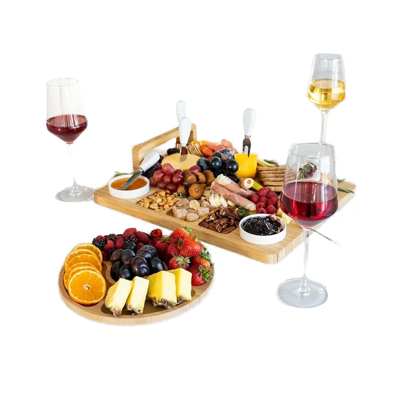 Bamboo cheese board with cutlery set cheese plate wooden chopping blocks 13 piece set