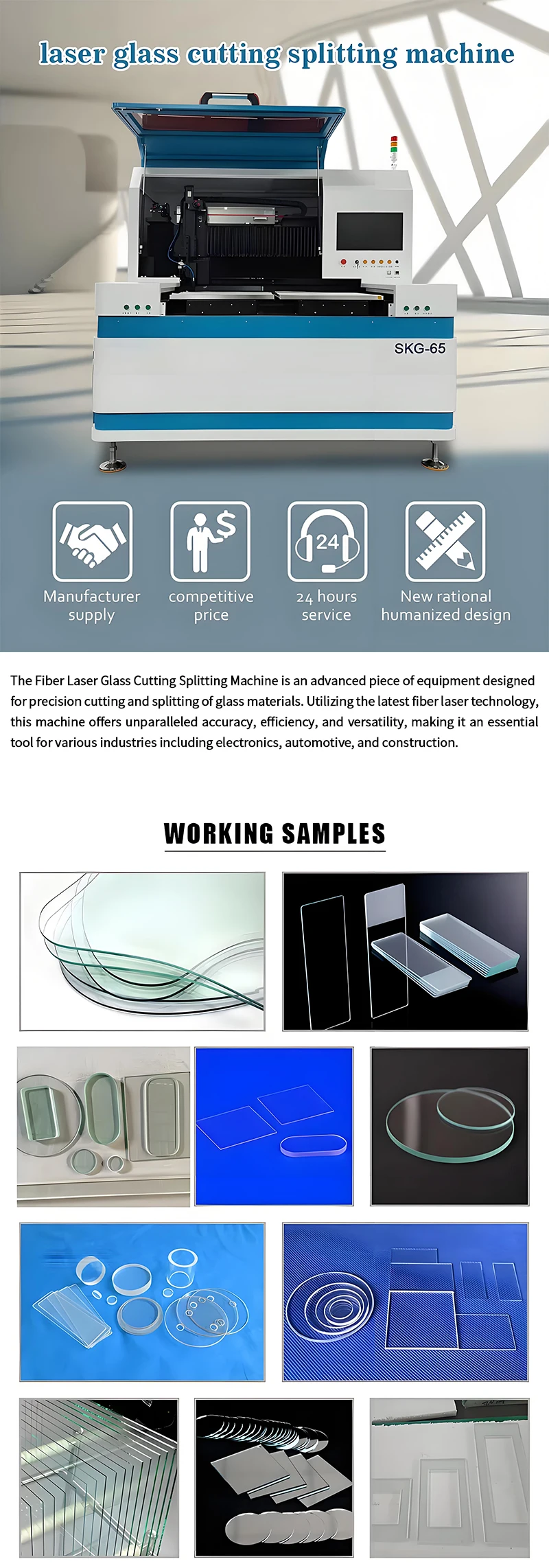 High-Accuracy Quartz Glass Laser Cutting Machine Ultra Fast with Bessel Cutting Head Water Cooling Supports AI PLT Graphic