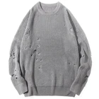 Customized Plain Round Neck Men's Knitted Large Size Acrylic Sweater
