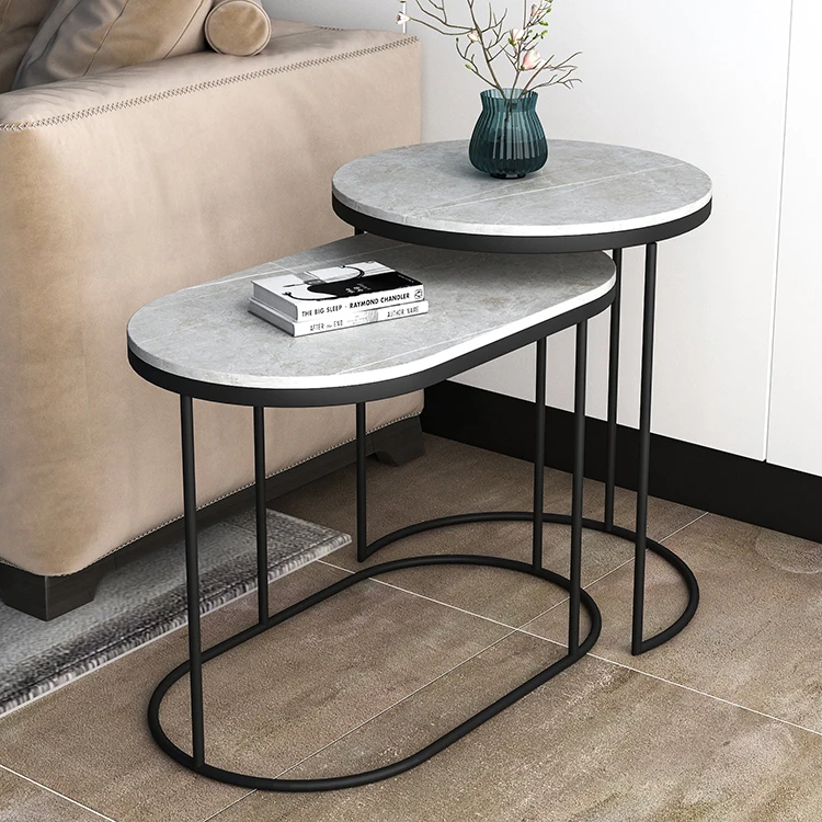 Fashion Style Morden Round And Oval Shape Coffee Table Rock Stone Side Stool Coffee Table For Living Room