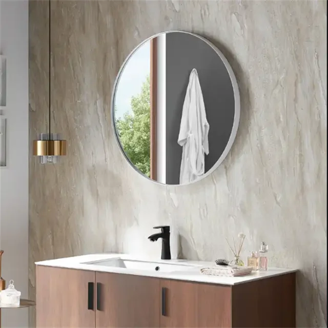 Modern Luxury Bathroom Dressing Table Metal Framed Round Large Big Explosion-proof Wall Mounted Mirror