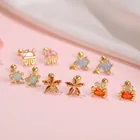 Earrings 18k Real Gold Plated Crystal Zircon Sea Animal Stud Earrings For Women