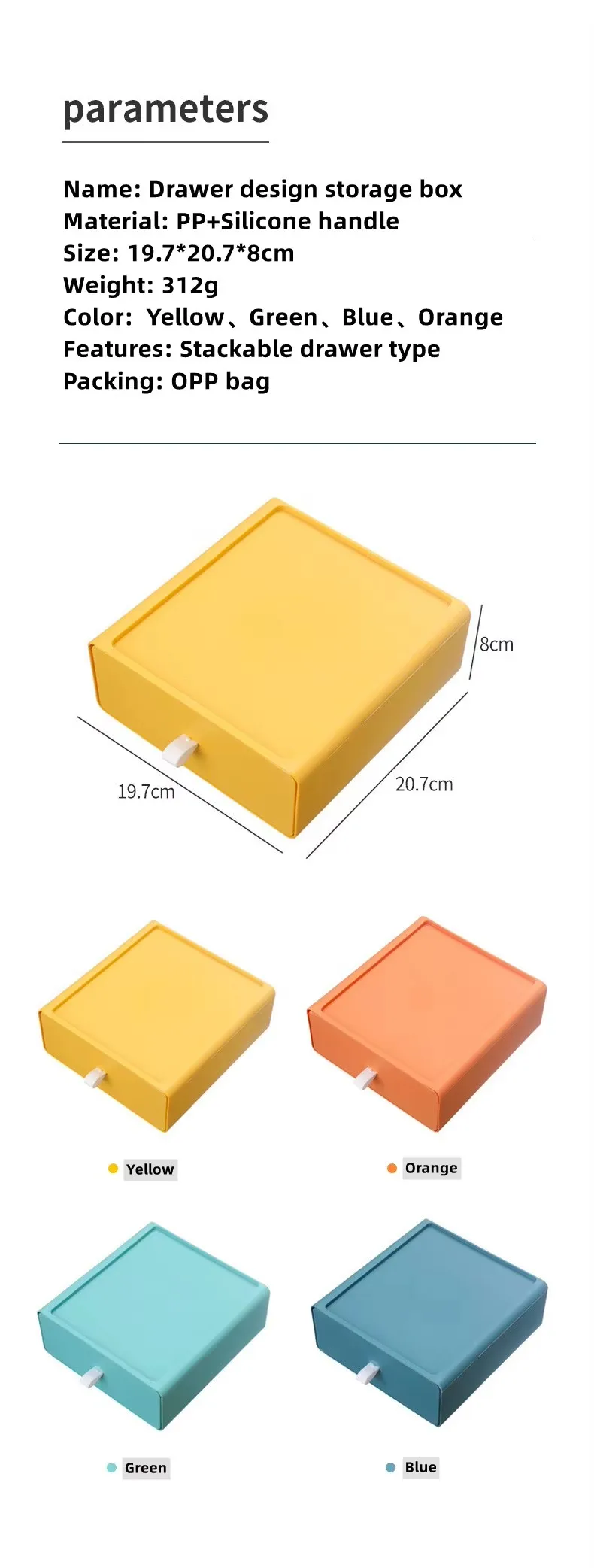 Best-Selling Stackable Storage Container Rectangle Shape Contrast Color Desktop Finisher and Drawer Type Organization factory