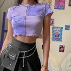 Vests 2021Fashion Custom Slim Waist Embroidered Tank Top Vests Tie Dyed Tank Top Splicing Tshirts Wave Selvedge Croptop