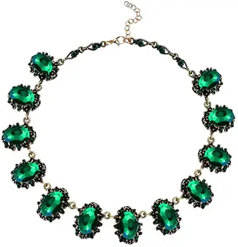 Vintage Crystal Choker Necklace Women Girl's Accessories Ruigang Green/Red Crystal Necklaces Fashion Jewelry Gift