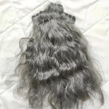 wet and wavy Gray Sew in Human Hair Weave gray Bundles 100 Remy Hair WEAVING salt and pepper ponytail extension