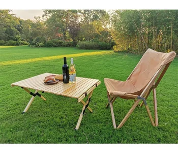 Camping Folding Wood Table Portable Foldable Outdoor Picnic Table Cake Roll Wooden Table