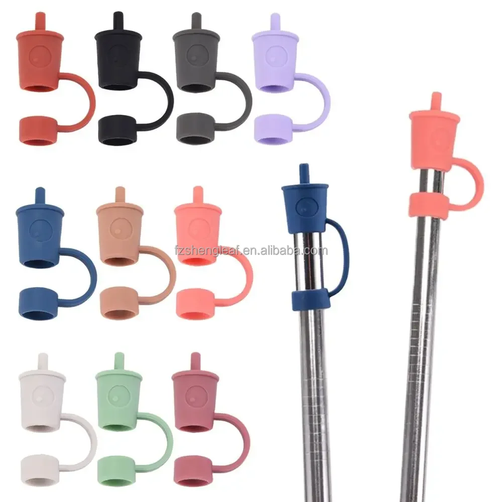 product silicone straw tips cover topper charms dust proof reusable for tumbler drinking bar accessories straw cover caps protectors-0