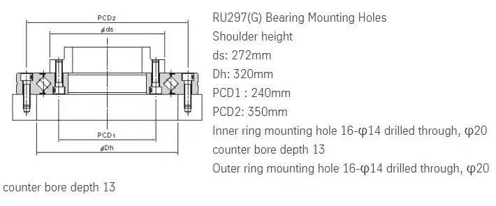 high precision Crossed Roller Bearings RU297(G) RU297GUUCC0 210*380*40mm