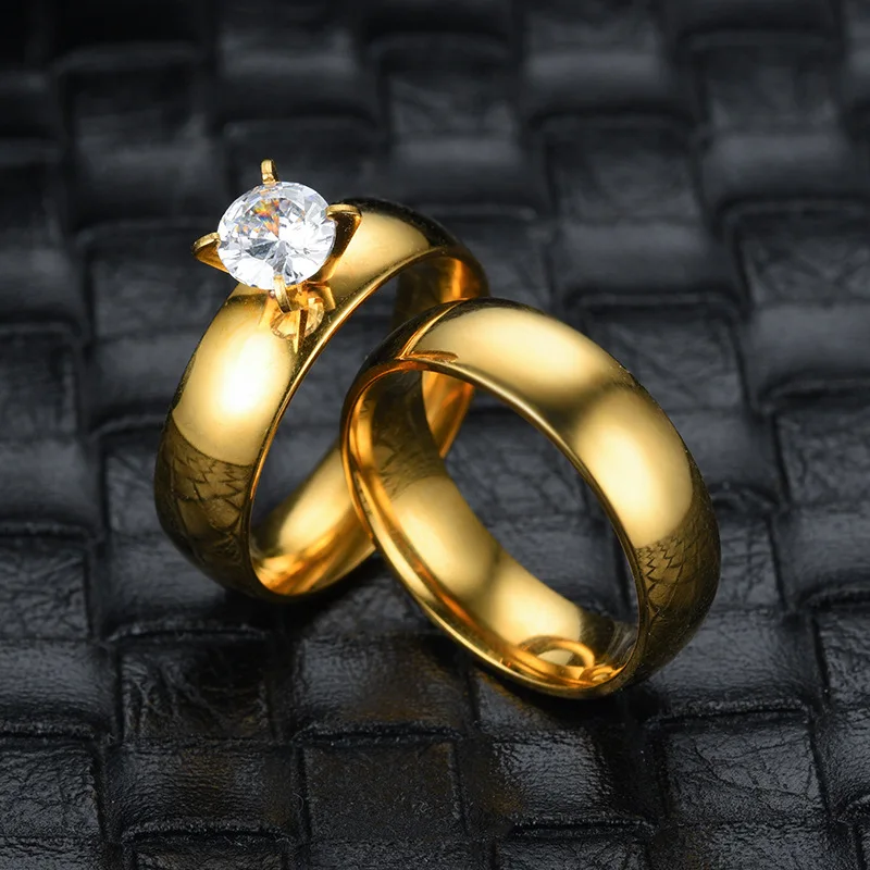 wholesale 50pcs gold stainless steel 6MM engagement wedding Jewelry Rings