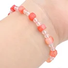 Beads Gemstone Catholic Rose Agate 5mm Beads Cross Pendant Religious Women Gemstone Bracelet