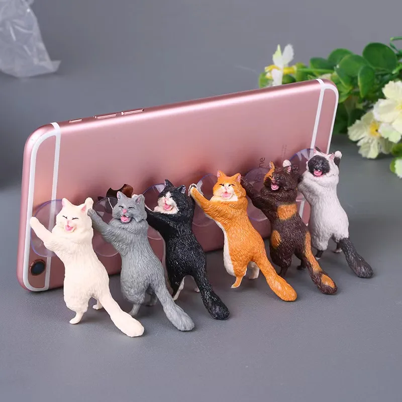 Mobile Phone Holder cute cat Table Desktop Stand Plastic Desk Mount Holder support  Universal Bracket For Smartphone