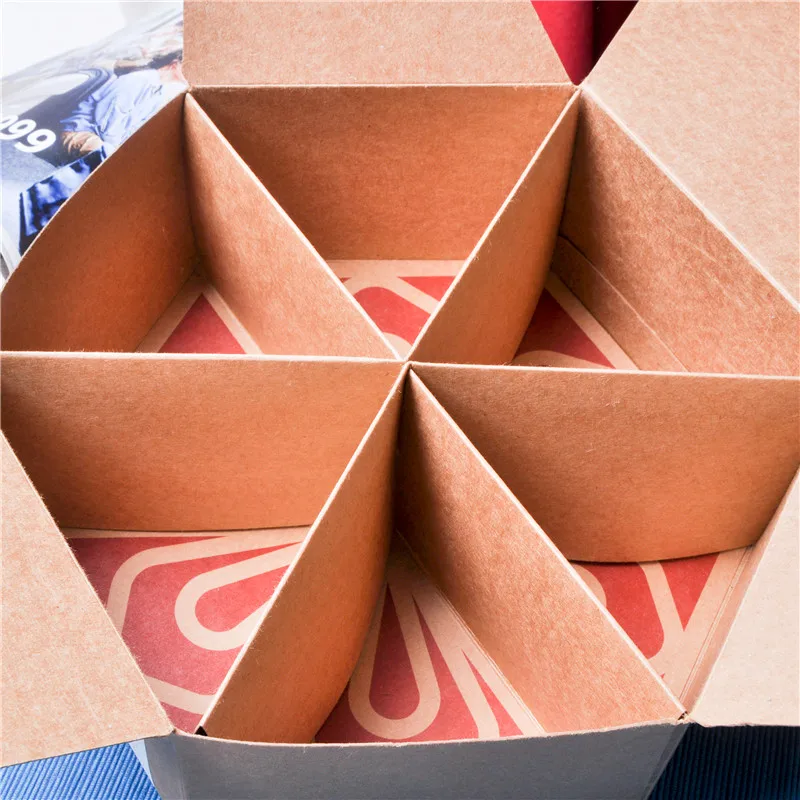 hexagon cookie candy donut snack folding brown kraft paper gift