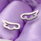 Stud Earrings Korean Style Angel Wings Stainless Steel Simple Wings Stud Earrings Women