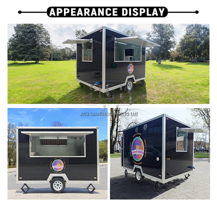 7X11' Commercial Food Van Concession Street Mobile Food Truck Cart Fast Food Trailer For Sale Usa Europe Australia