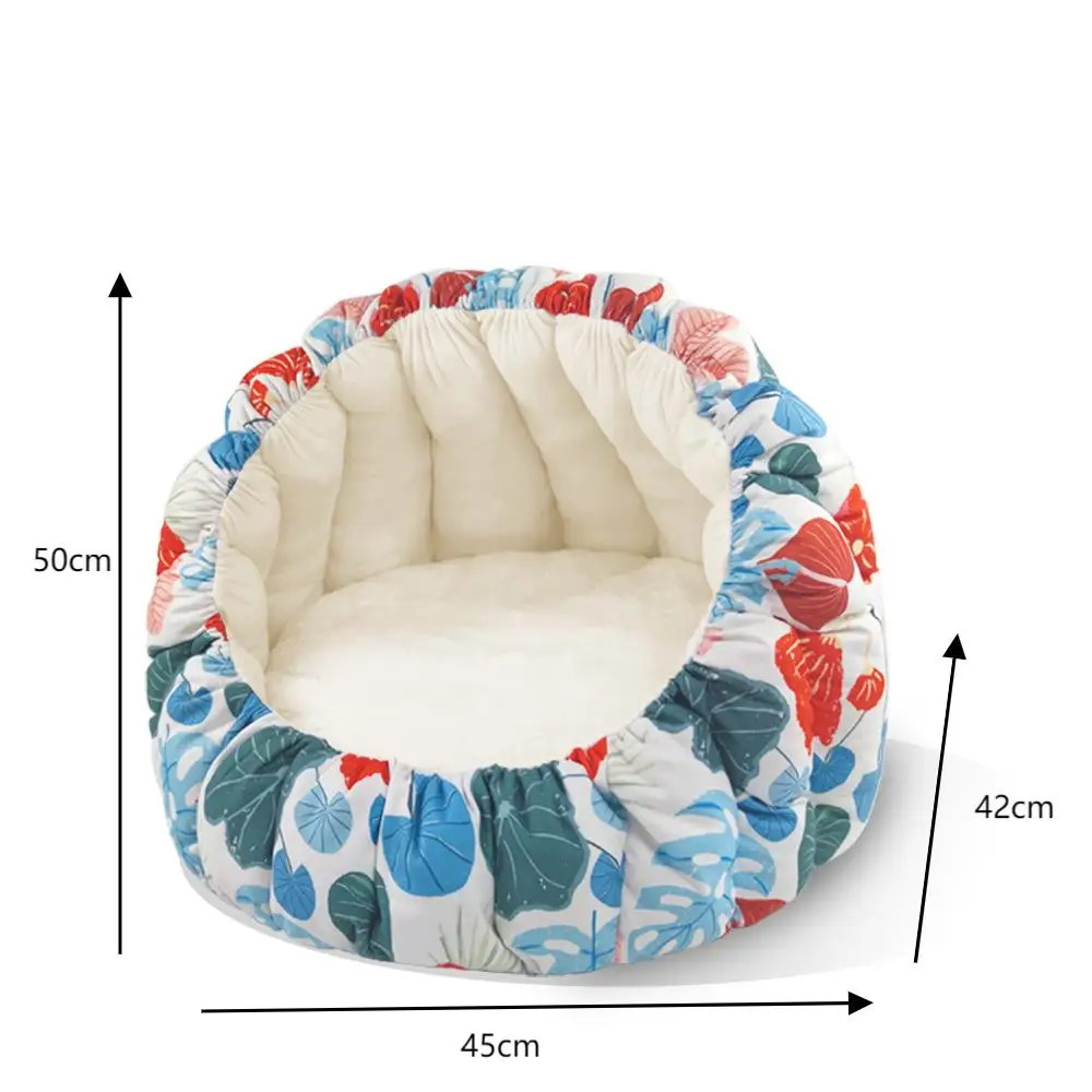 product luxury small cat  dog sofa pet beds plush faux fur nest with solid  animal printed pattern winter travel feature small pets-49