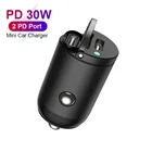 Dual Charger For Iphone Fast Charging QC 3.0 Mini Dual Type-C Car Charger For Iphone With Led