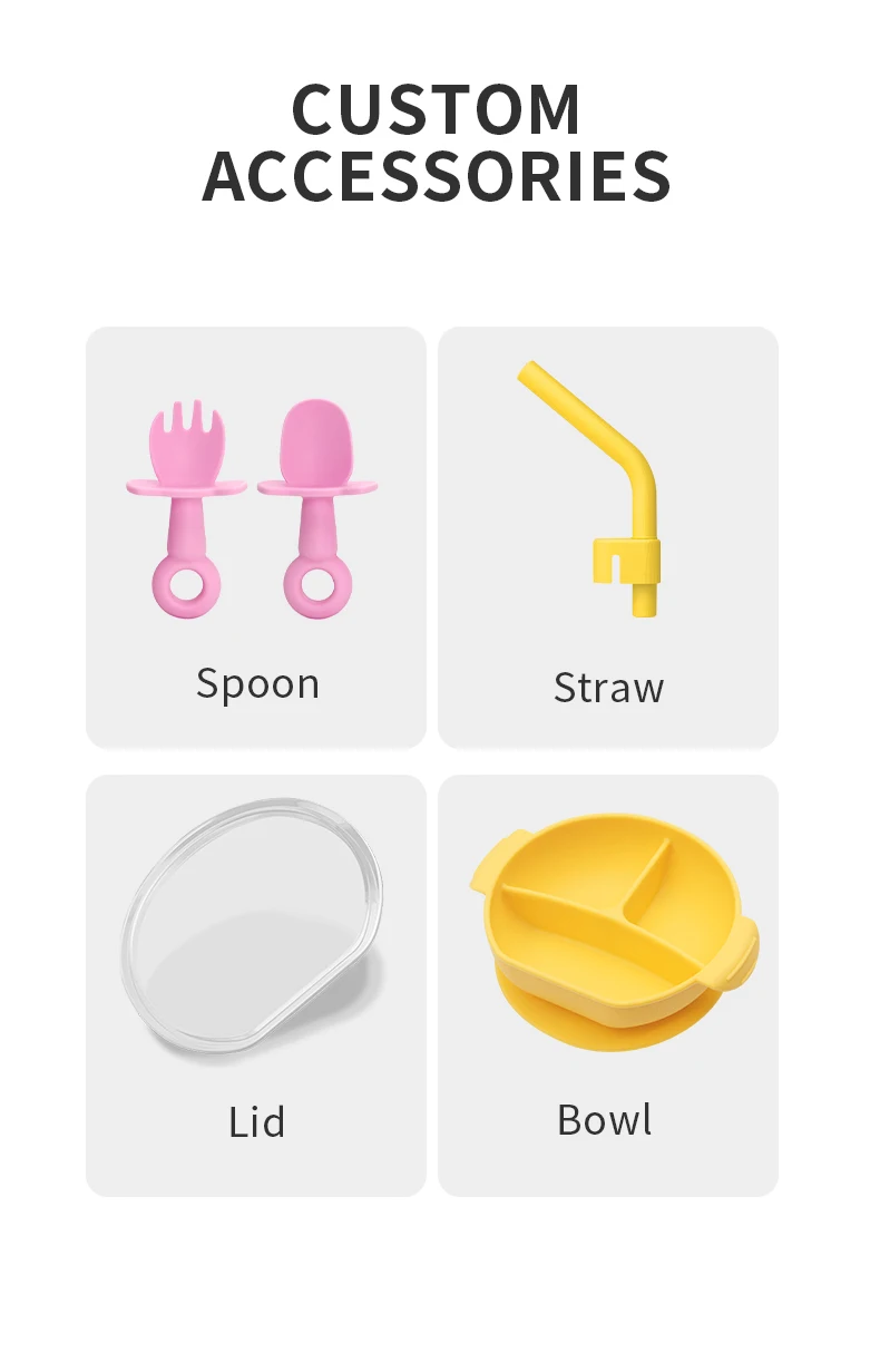 Custom Baby Feeding Bowl Set with Suction Cup Base Food Grade Non-Toxic BPA Free silicone baby bowl  for Toddlers