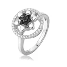 Zircon Hot Sales High Quality 925 Sterling Silver Black White Zircon Luxury Plating Ring