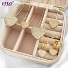 Jewelry Foxi Jewelry Cz Gold Plated Gold Rani Haar Designs Heart Earrings Ring Jewelry Sets