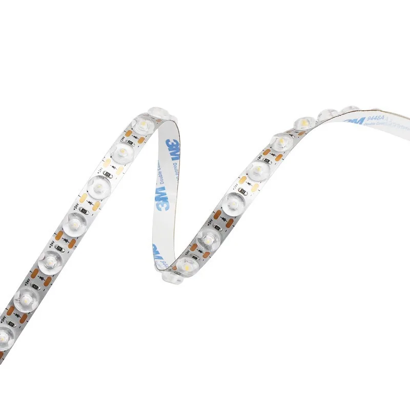 Cheap cob LED lamp with 12V 24V width 11mm flexible lamp with lens 48D 12mm 2835 60D high light bead high lumen lens lamp strip