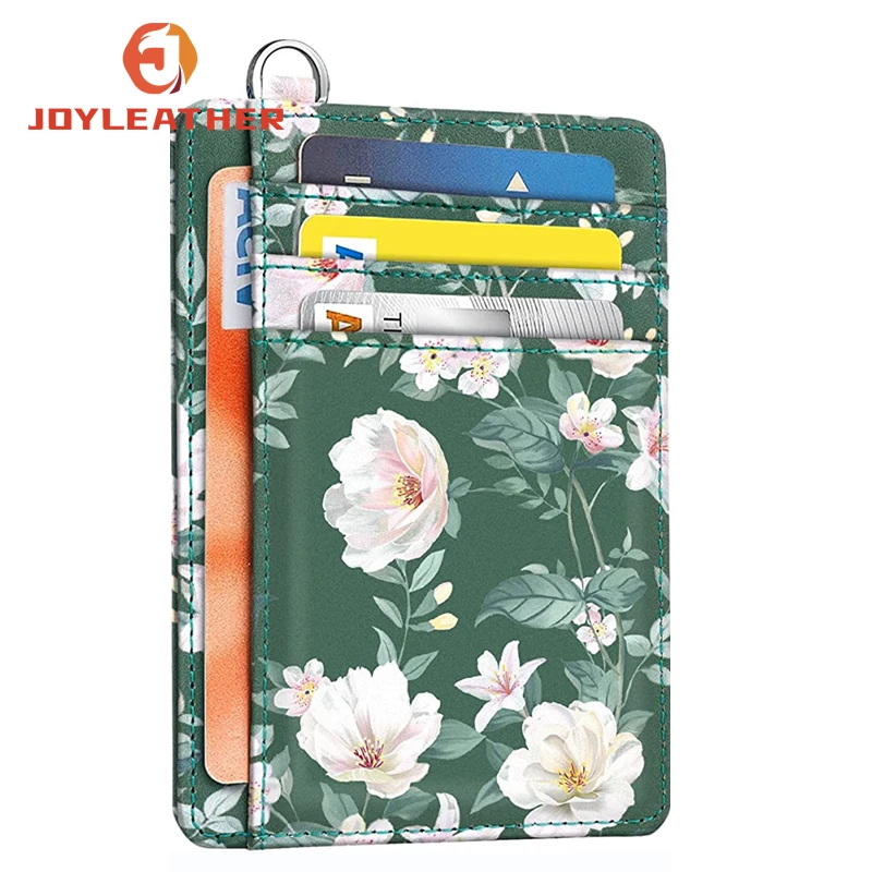 High Quality Microfiber Leather Vegan PU Saffiano Front Pocket Card Wallets RFID Blocking Card Holders