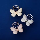 Ring Out High Quality Movable Butterfly Ring Adjustable Iced Out 3A Zircon Paved Fashion Hip Hop Jewelry