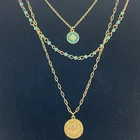 Necklace 3 Layer Beaded Charms Necklace With Gold Plating