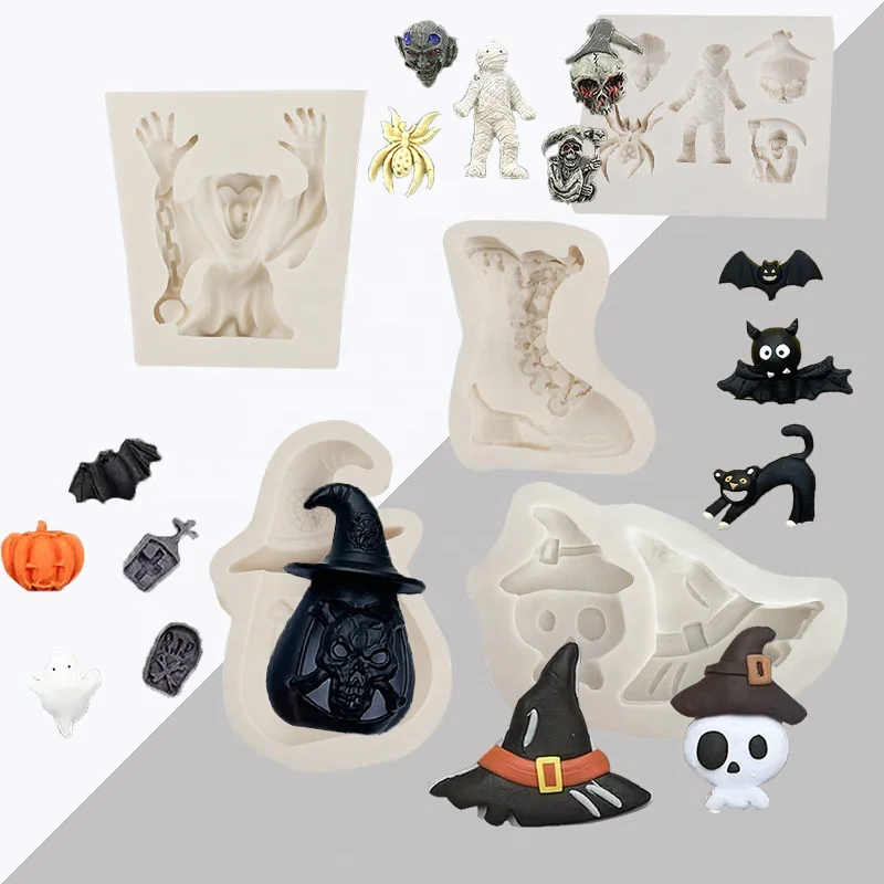 new design Halloween Hat Ghost Head Shaped Silicone Mold Baking DIY Cake Candle Mold Silicone Rubber Cake Molds