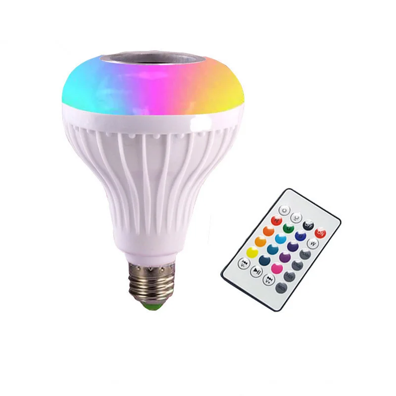 E27 Smart RGB RGBW Wireless Bluetooth Speaker Bulb Music Playing Dimmable LED Bulb Light Lamp with 24 Keys Remote Controller