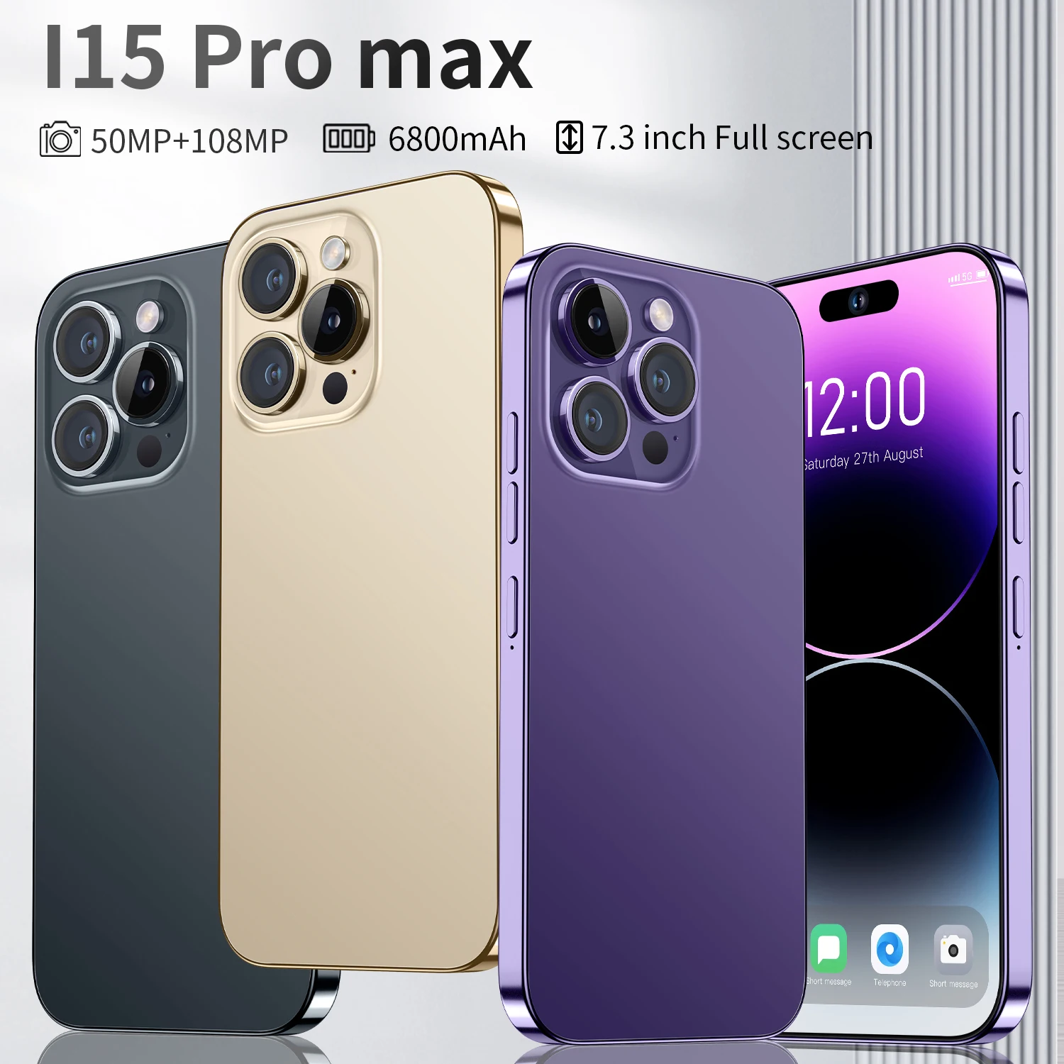 Global Version I15 Pro Max Smartphone Android 16gb 512gb 6 7 Inch