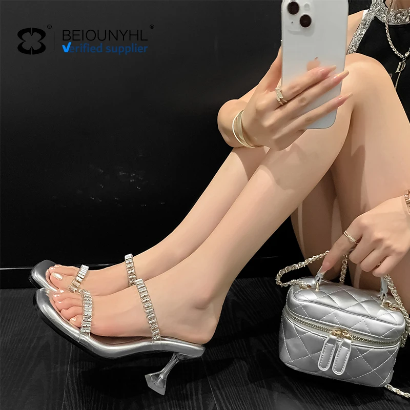 China Manufacturer Customize New arrival women's sandals high heels summer sexy twin straps slippers ladies'shoes