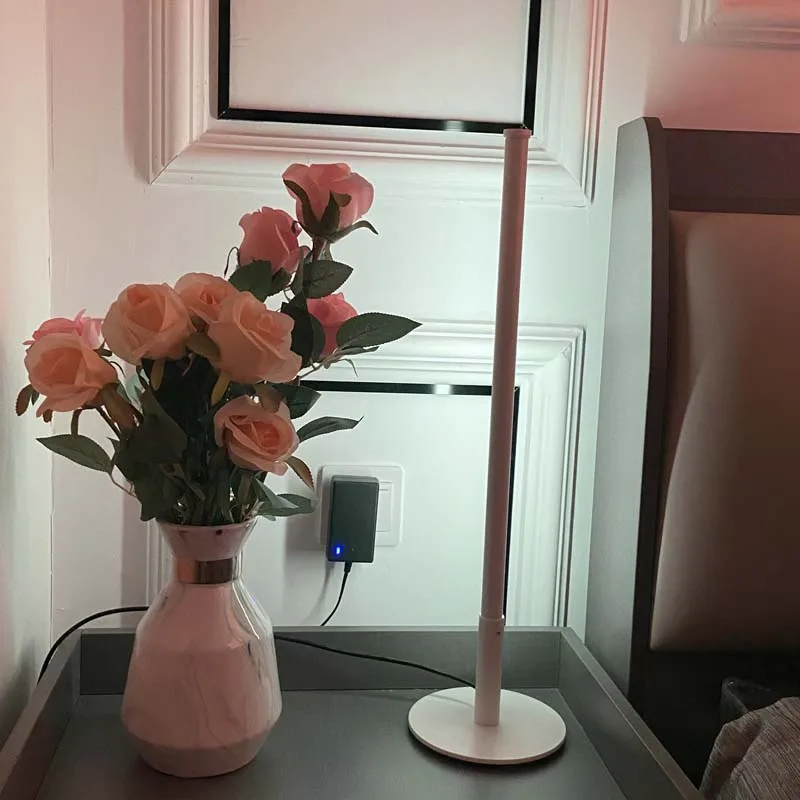 wholesale modern simple aluminum round base bedside led rgb dimmable  minimalist desk lamps home decor vertical table lamp