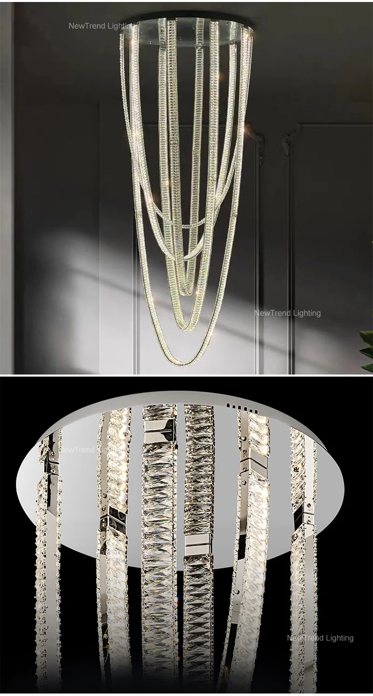 CPL-381 Professional Bespoke Large Lighting Indoor Decoration Hotel Lobby Villa Staircase Crystal Led Chandelier supplier