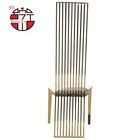 Gold Wedding Chair Luxury Gold Brass Stainless Steel High Long Back Wedding Chair