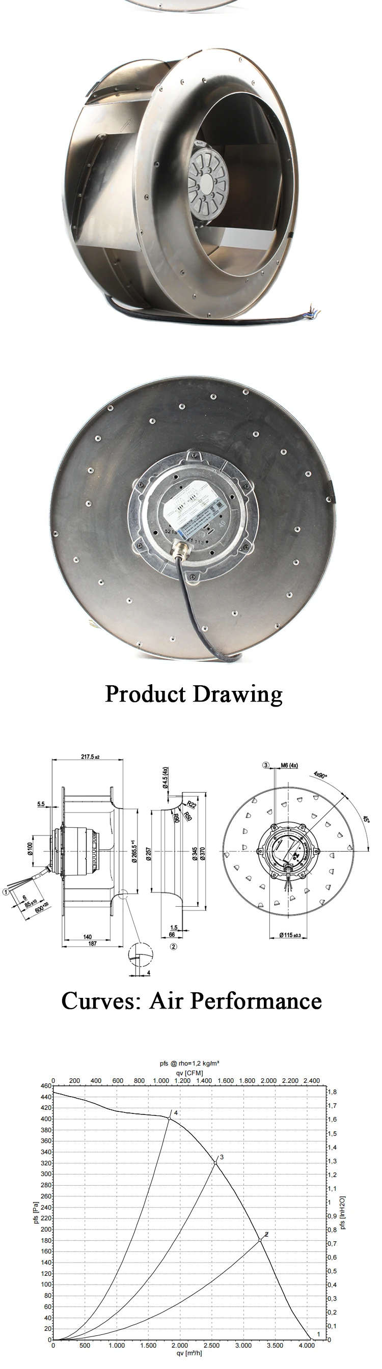 Centrifugal Fan, R4D400-AL17-05, 400MM, 400V1.01A, Inverter - detail 4