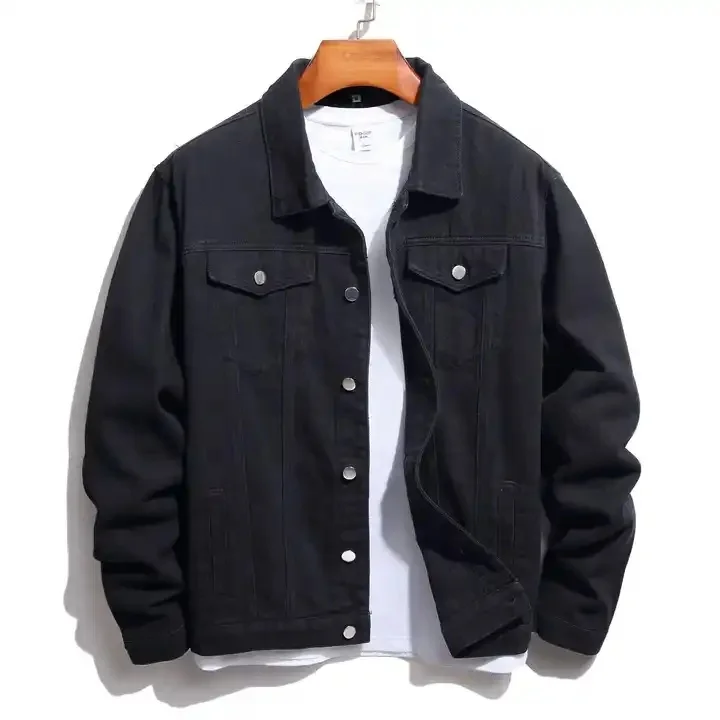 Rayiisuy Fashion Mens Denim Trucker Jackets Slim Fit Mens Jeans Jacket Cotton Outwear Coat Long Sleeve Plus Size Male