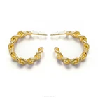 Oval Hoop E8572 18k Gold Plated Twisted Oval Link Chain Earring Thick Crossed Link Hoop Earrings For Women