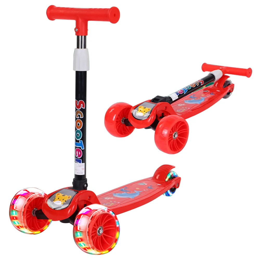 Best Gifts 4 Height Adjustable Extra Wide Toddler Kids Three Wheel Children's Kick Scooter With Light Up LED Wheels