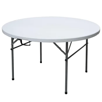 72inch 180cm White Portable HDPE Blow Molding Circle Folding Plastic Round Wedding Party Event Outdoor Banquet Dining Table